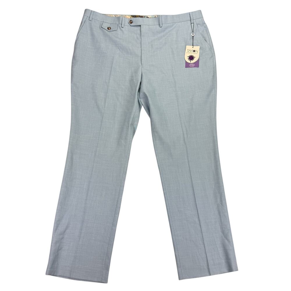 Tayion Mens Awonder Regular Fit Sharkskin Flat Front Suit Pants Light Blue 42x32